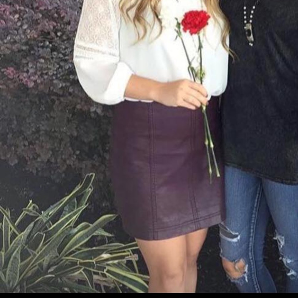 Purple leather free people skirt size 0